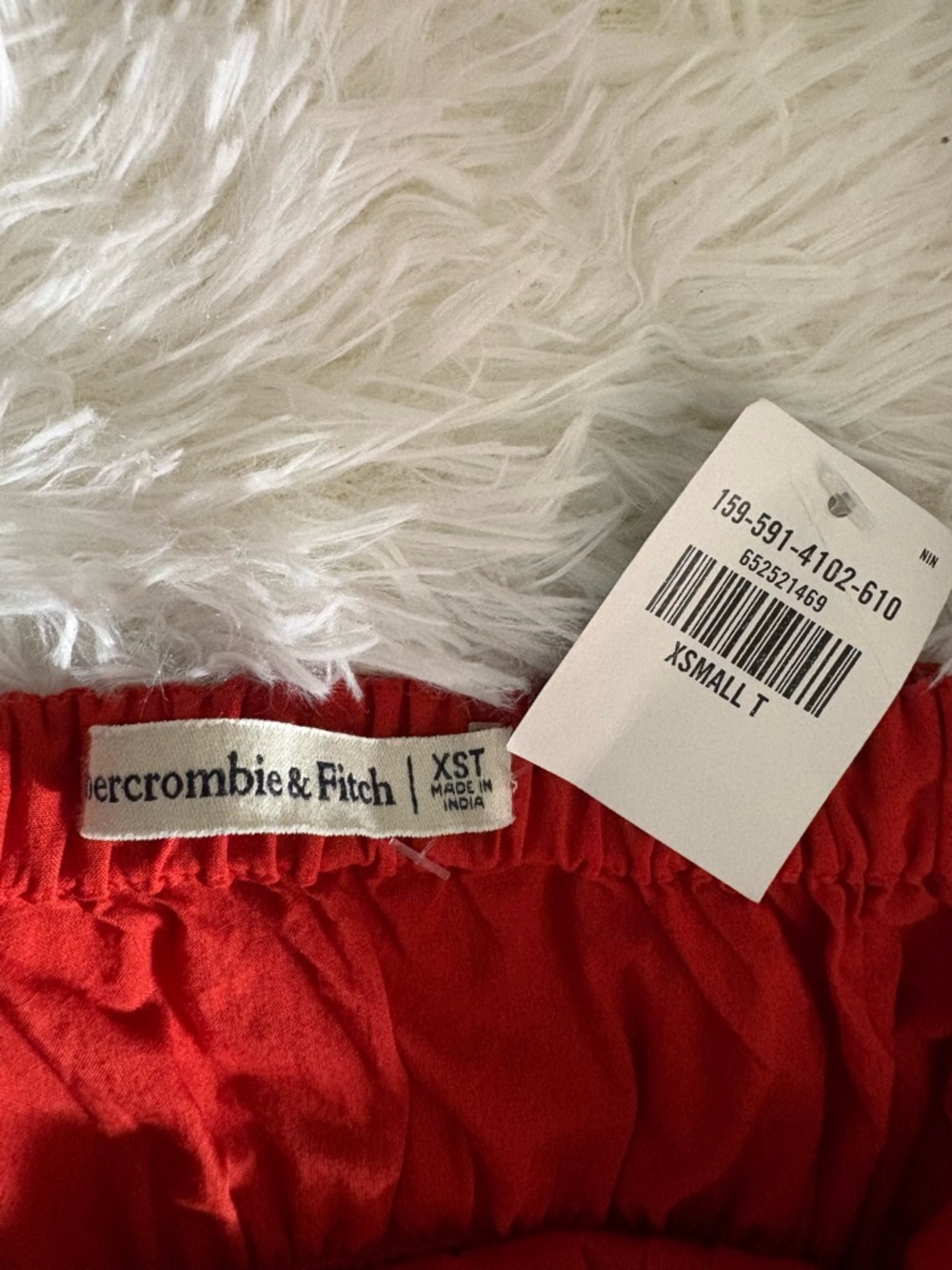 Abercrombie & Fitch Coral Puff-Sleeve Smocked Waist Dress - Picture 5 of 6